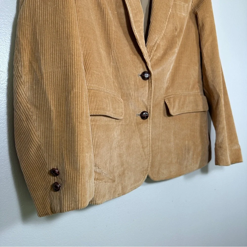 Worthington Women's 16 Blazer Tan Corduroy 100% Cotton Vintage Made in‎ Japan